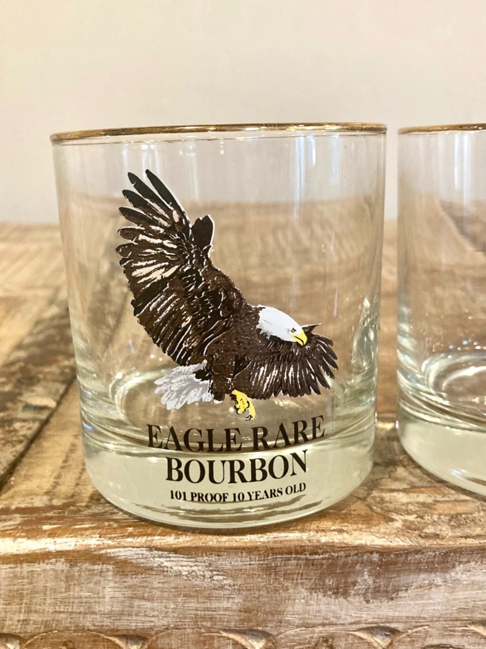 Pair of 1984 Eagle Rare Bourbon Rocks Glasses - 10 Year 101 Proof - Picture 5 of 11